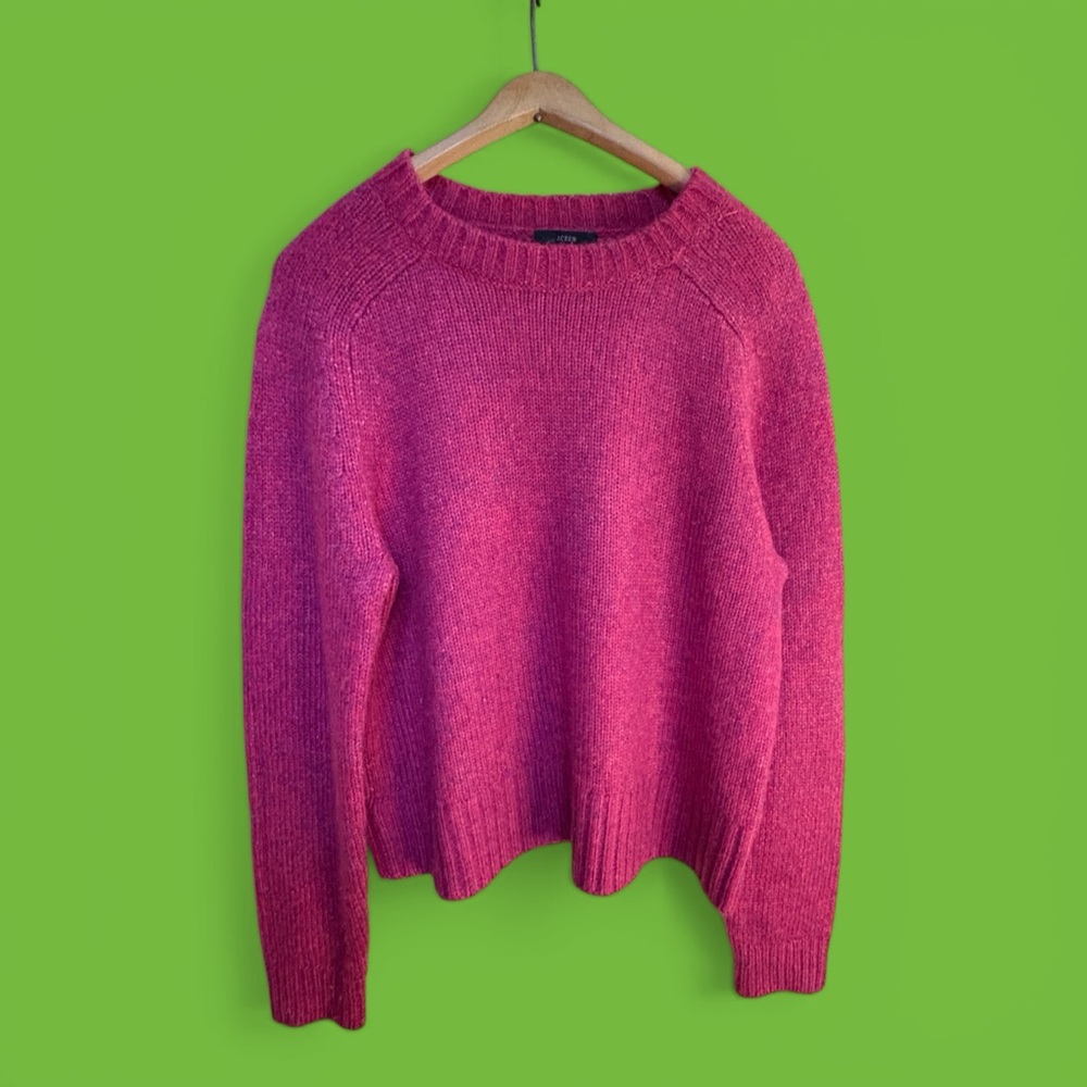J.Crew Relaxed Saddle Sleeve Crewneck Sweater Multi Heather Fuchsia Size L